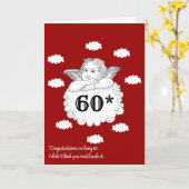 Rood Wit Grappig Cheeky Cherub Angel 60e Verjaarda Kaart (Gele Bloem)