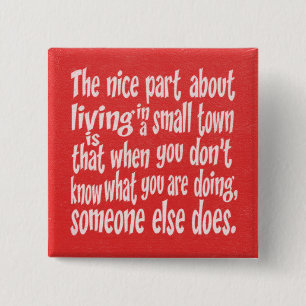 ROOD WIT GRAPPIG KLEIN LA VAN DE HUMOR VAN DE CITA VIERKANTE BUTTON 5,1 CM