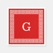 Rood, wit Grieks nummer 1 gevat monogram Servetten (Voorkant)