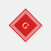 Rood, wit Grieks nummer 1 gevat monogram Servetten (Hoek)