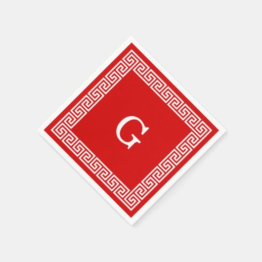 Rood, wit Grieks nummer 1 gevat monogram Servetten (Hoek)