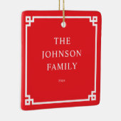 Rood Wit Grieks Sleutel Grens Familie Foto Keramisch Ornament (Rechts)