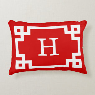 Rood wit Grieks Zeer belangrijk Lijst #2 Initiaal  Accent Kussen