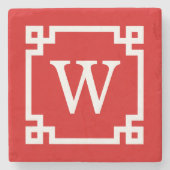 Rood wit Grieks Zeer belangrijk Lijst #2 Initiaal  Stenen Onderzetter (Voorkant)