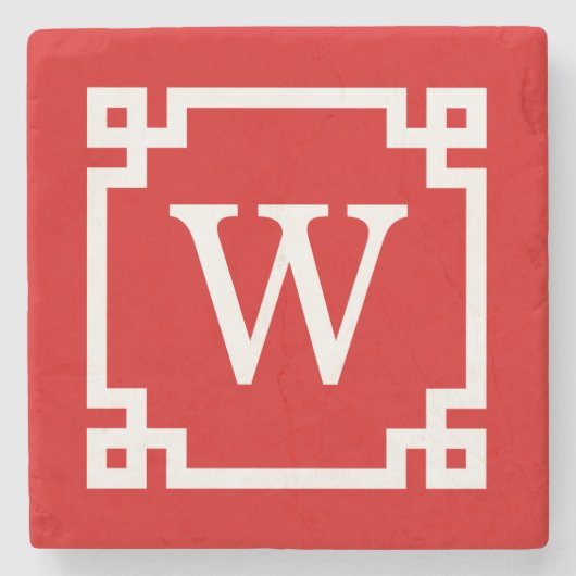 Rood wit Grieks Zeer belangrijk Lijst #2 Initiaal Stenen Onderzetter (Voorkant)