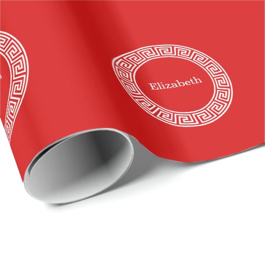 Rood Wit Grieks Zeer belangrijk Rand Lijst Initiaa Cadeaupapier (Rol Hoek)