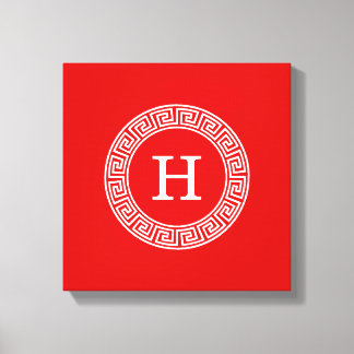 Rood Wit Grieks Zeer belangrijk Rand Lijst Initiaa Canvas Afdruk