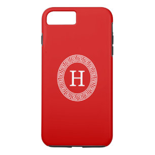 Rood Wit Grieks Zeer belangrijk Rand Lijst Initiaa iPhone 8/7 Plus Hoesje