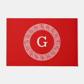 Rood Wit Grieks Zeer belangrijk Rand Lijst Initiaa Deurmat (Voorkant)
