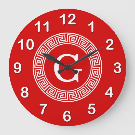 Rood Wit Grieks Zeer belangrijk Rand Lijst Initiaa Grote Klok (Voorkant)