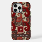  Rood Wit Grijs Bruin Paisley Patroon iPhone Hoesje (Achterkant)