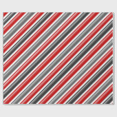Rood Wit Grijs Candy Cane Stripe Vakantie Cadeaupapier (Vlak)