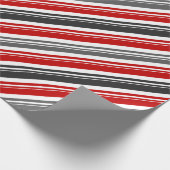 Rood Wit Grijs Candy Cane Stripe Vakantie Cadeaupapier (Hoek)