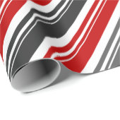 Rood Wit Grijs Candy Cane Stripe Vakantie Cadeaupapier (Rol Hoek)