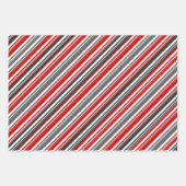 Rood Wit Grijs Candy Cane Stripe Vakantie Inpakpapier Vel (Voorkant)