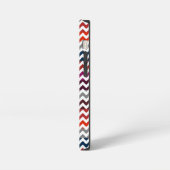 Rood Wit Grijs Chevron Zigzag Monogram iPhone Hoesje (Linkerkant)
