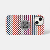 Rood Wit Grijs Chevron Zigzag Monogram iPhone Hoesje (Achterkant horizontaal)