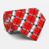 Rood Wit Grijs en Zwart Plaid Stropdas (Opgerold)