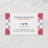 Rood wit & grijs geruite patroon visitekaartje (Achterkant)