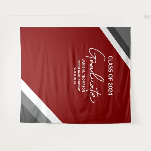 Rood Wit Grijs Klasse van 2024 achtergrond afstude Wandkleed (Voorkant (horizontaal))