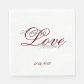 Rood Wit Grijs Liefde Altijd Trouwen Servet (Voorkant)