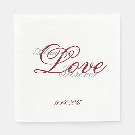 Rood Wit Grijs Liefde Altijd Trouwen Servet (Voorkant)