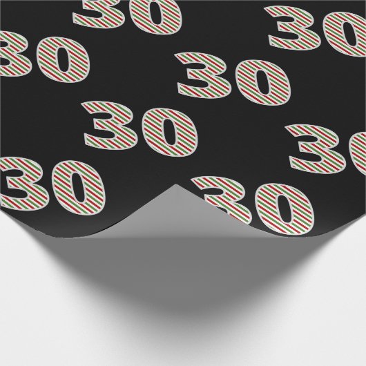Rood, Wit, Groen "30" 30ste verjaardag op kerstdag Cadeaupapier (Hoek)