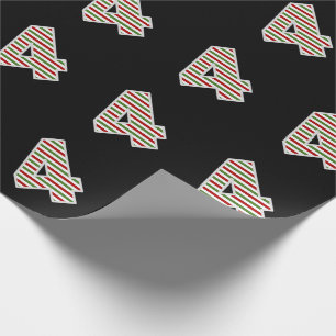 Rood, wit, groen "4" vierde evenement op kerstdag cadeaupapier