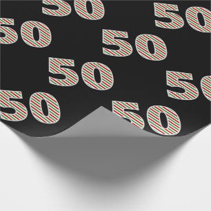Rood, wit, groen "50" 50ste evenement op kerstdag cadeaupapier