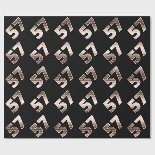 Rood, Wit, Groen "57" 57ste Evenement op Kerstdag Cadeaupapier (Vlak)