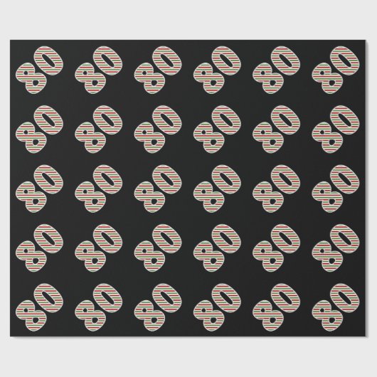 Rood, Wit, Groen "80" 80ste Evenement op Kerstdag Cadeaupapier (Vlak)