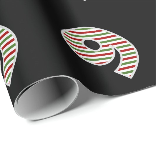 Rood, wit, groen "9" 9e evenement op kerstdag cadeaupapier (Rol Hoek)