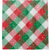 Rood wit groen besneeuwd kerstpatroon douchegordijn (Voorkant)