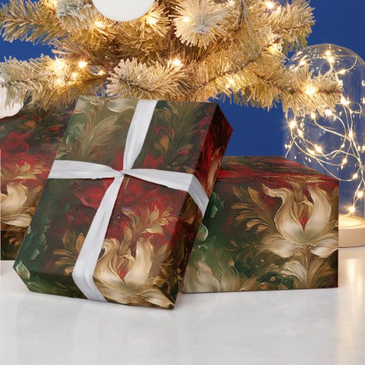 Rood Wit Groen Bloemen Cadeaupapier (Feestdagen)