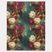 Rood Wit Groen Bloemen Fleece Deken (Voorkant)