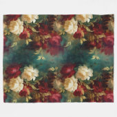 Rood Wit Groen Bloemen Fleece Deken (Voorkant (Horizontaal))