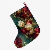 Rood Wit Groen Bloemen Grote Kerstsok (Achterkant (Hangend))