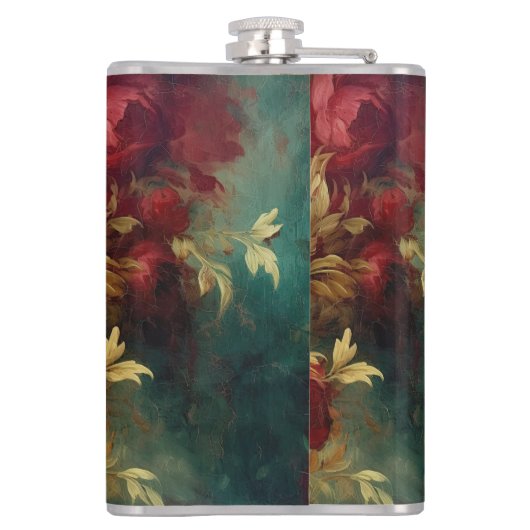 Rood Wit Groen Bloemen Heupfles (Achterkant)