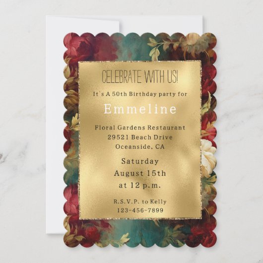 Rood Wit Groen Bloemen Kaart (Voorkant)