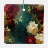 Rood Wit Groen Bloemen Keramisch Ornament (Achterkant)