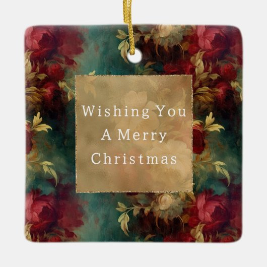 Rood Wit Groen Bloemen Keramisch Ornament (Voorkant)