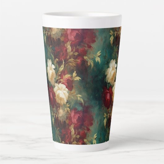 Rood Wit Groen Bloemen Latte Mok (Voorkant)