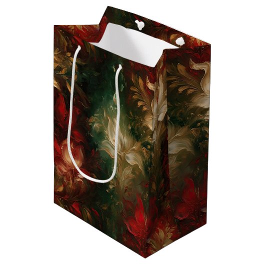 Rood Wit Groen Bloemen Medium Cadeauzakje (Voorkant Gekanteld)