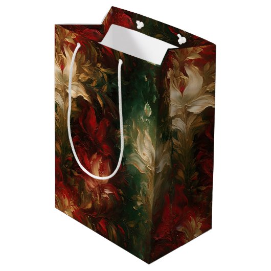 Rood Wit Groen Bloemen Medium Cadeauzakje (Achterkant Gekanteld)