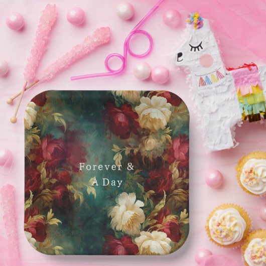 Rood Wit Groen Bloemen Papieren Bordje (Feest)