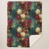 Rood Wit Groen Bloemen Sherpa Deken (Voorkant)