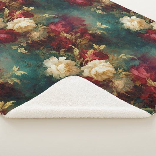 Rood Wit Groen Bloemen Sherpa Deken (3/4)