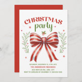 Rood Wit Groen Coquette Bow Kerstfeest Kaart (Voorkant / Achterkant)