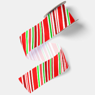 Rood Wit Groen Diagonaal Candy Cane Strepen Xmas Satijnen Lint