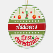 Rood wit groen / Eerste Kerstmis van je baby Keramisch Ornament (Links)